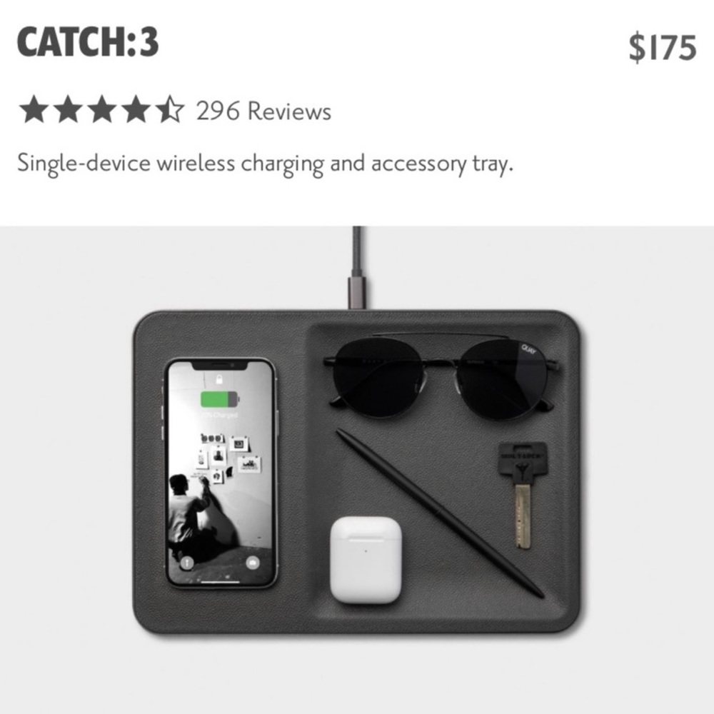 $175 COURANT “Catch 3” Wireless Device Charger Tray - Picture 2 of 2